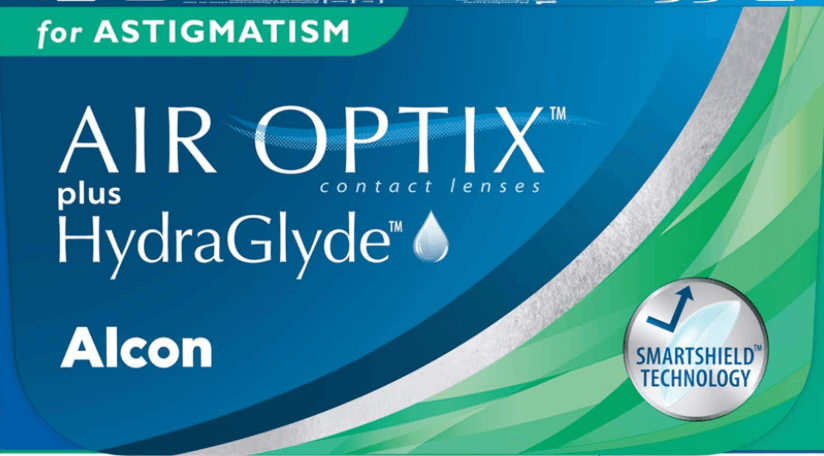AIR OPTIX plus HydraGlyde for Astigmatism contact lens box